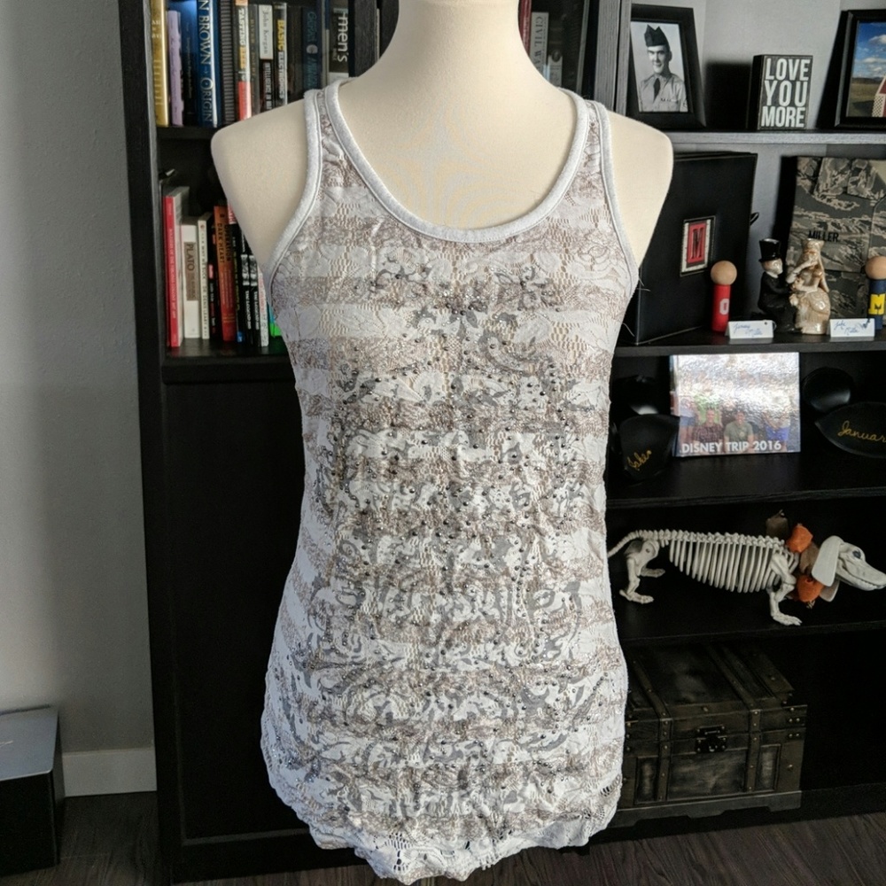 White, Lace Tank Top